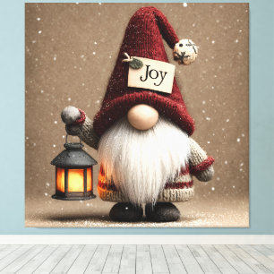WINTERFREUDE: Süßer gestrickter Weihnachts-Gnom Leinwanddruck