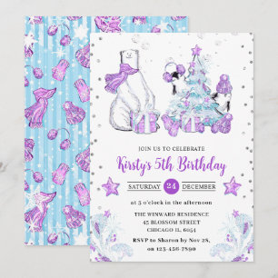 Winterfreunde Eisbär und Pinguine Kindergeburtstag Einladung