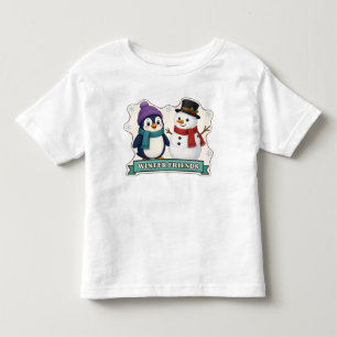 Winterfreunde Pinguin und Schneemann Kleinkind T-shirt