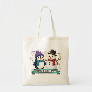 Winterfreunde Pinguin und Schneemann Tragetasche
