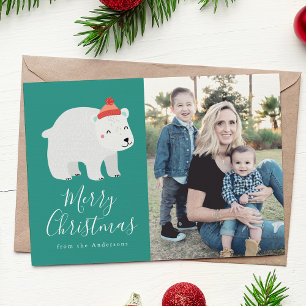 Winterfreunde Polar Bear Holiday Foto Card Feiertagskarte