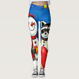 Winterfreunde: Schneemann & Waschbär Joy Design Leggings