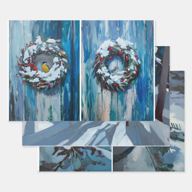 Winterfreunde und Schnee, Schnee und Natur Geschenkpapier Set (Set)