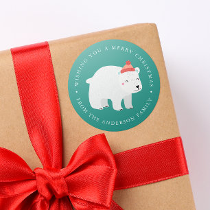 Winterfreunde   Urlaub auf dem Eisbären Runder Aufkleber