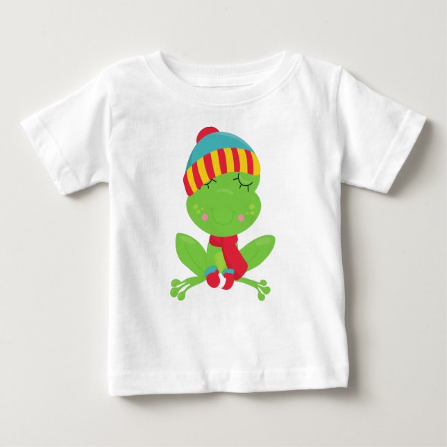 Winterfrosch, Niedlicher Frosch, Grüner Frosch, Hu Baby T-shirt (Vorderseite)