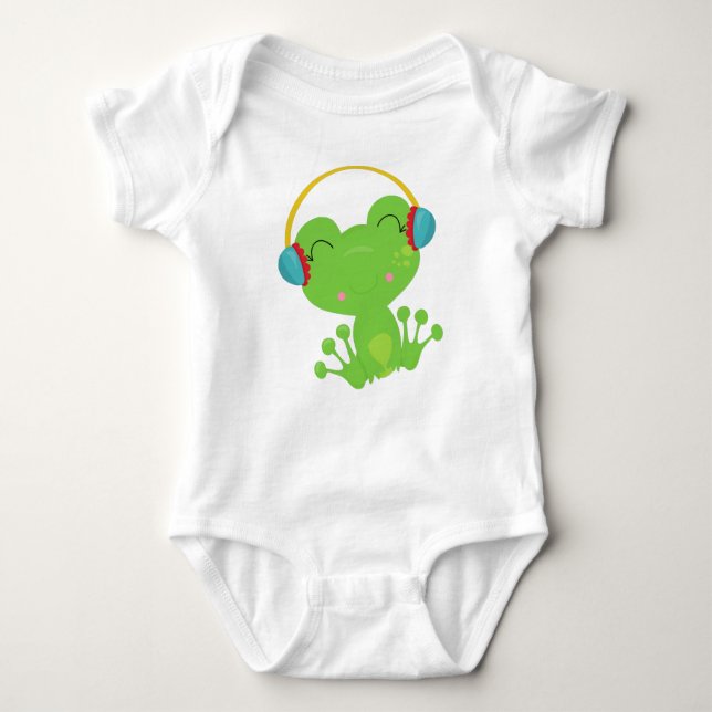 Winterfrosch, Niedlicher Frosch, Grüner Frosch, Oh Baby Strampler (Vorderseite)