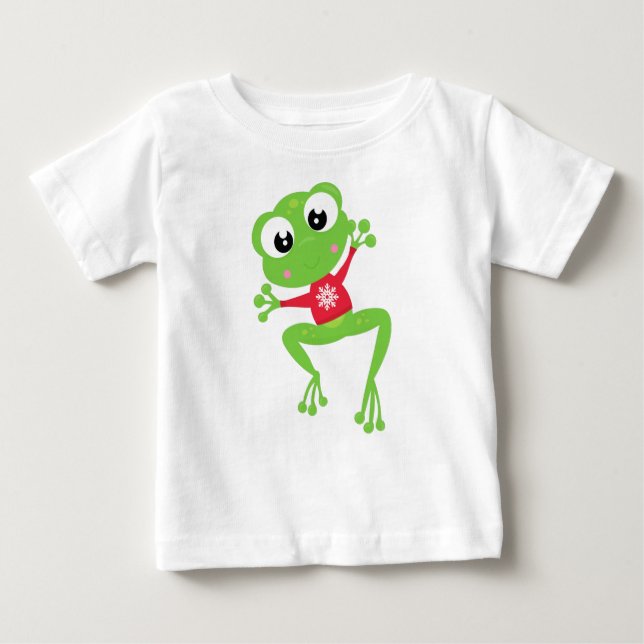 Winterfrosch, Niedlicher Frosch, Grüner Frosch, Sw Baby T-shirt (Vorderseite)