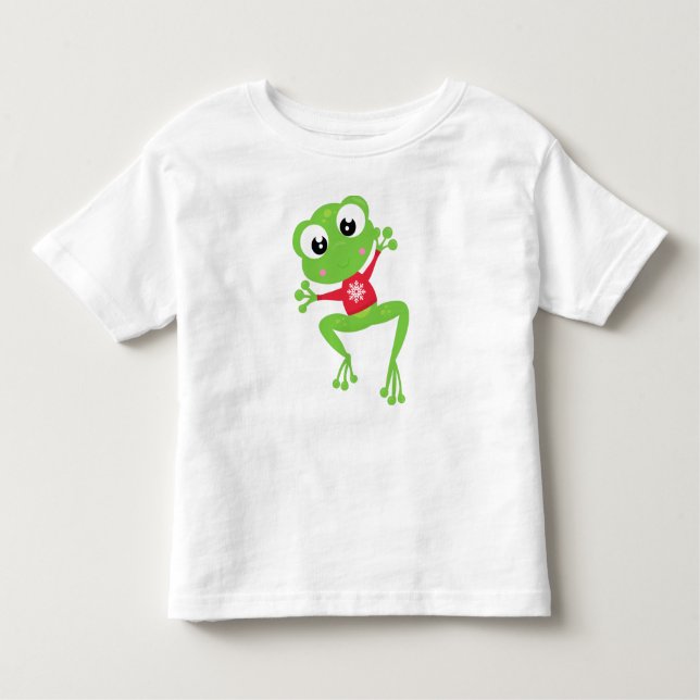 Winterfrosch, Niedlicher Frosch, Grüner Frosch, Sw Kleinkind T-shirt (Vorderseite)