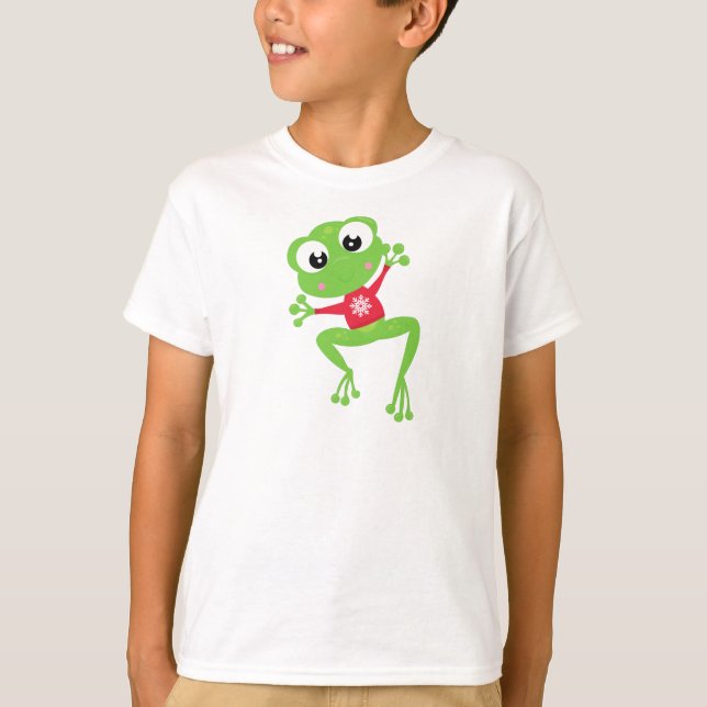 Winterfrosch, Niedlicher Frosch, Grüner Frosch, Sw T-Shirt (Vorderseite)