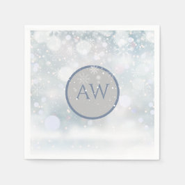 Winterfrost und Schneemonogramm Serviette