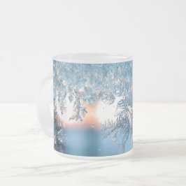 Winterfrosteis Kristallblau, graue Tasse