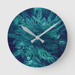 Winterfrostschneeflocke Runde Wanduhr