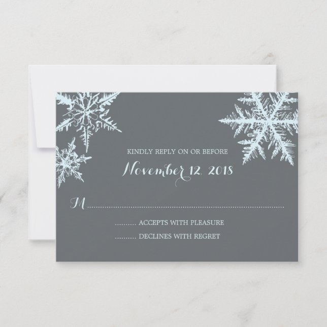 Winterfrostschneeflocken | HochzeitsrSVP RSVP Karte (Vorderseite)