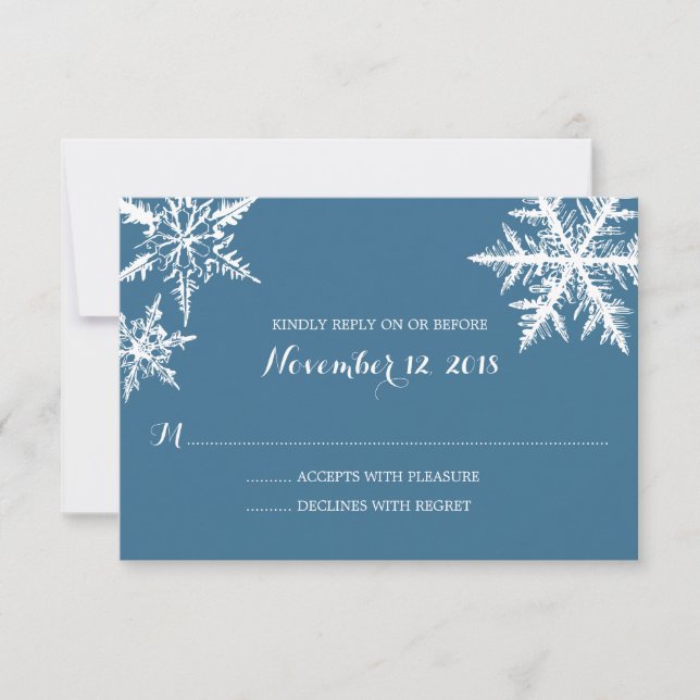 Winterfrostschneeflocken | HochzeitsrSVP RSVP Karte (Vorderseite)