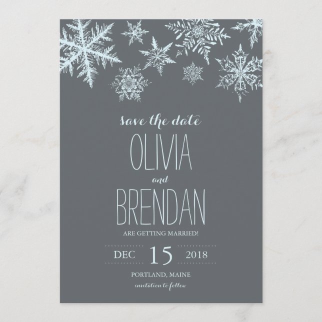 Winterfrostschneeflocken | SAVE THE DATE (Vorderseite)