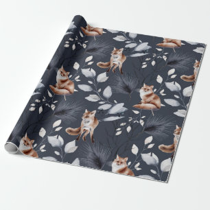 Winterfuchs Botanischer Aquarell Geschenkpapier
