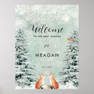 Winterfuchs Ferien Babydusche Begrüßungszeichen Poster