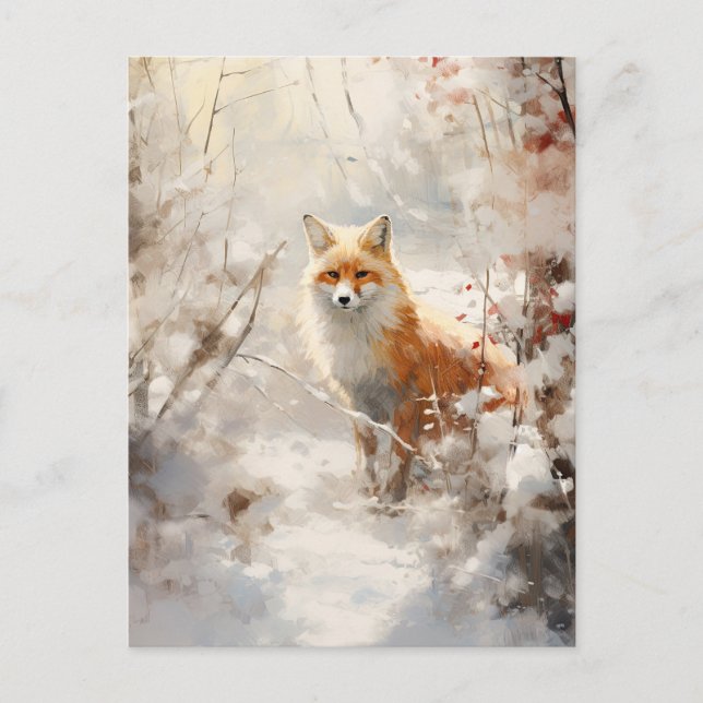 Winterfuchs Postkarte (Vorderseite)