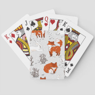 Winterfüchse Bunny Seamless Muster Spielkarten