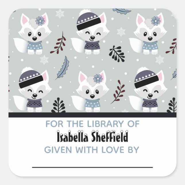 Winterfüchse Quadratischer Aufkleber (Vorderseite)