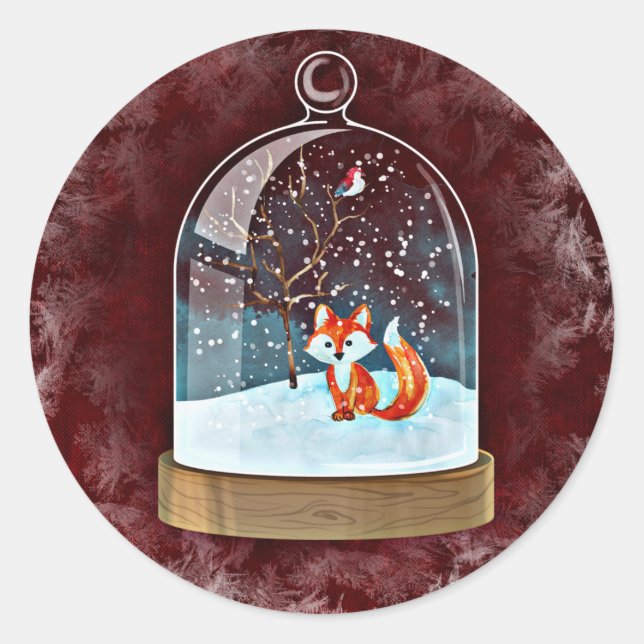 Winterfuchskleber Runder Aufkleber (Vorderseite)