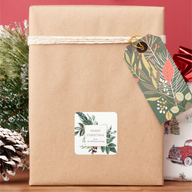 Wintergarten frohe Weihnachten Quadratischer Aufkleber (Feiertag)