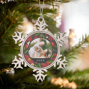 Wintergarten   Kundenspezifisches Foto und Jahr Schneeflocken Zinn-Ornament