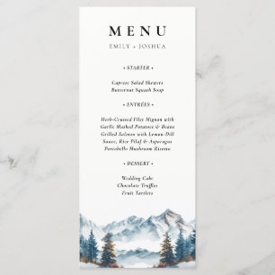 Wintergebirge Pinienbäume Hochzeit Menükarte