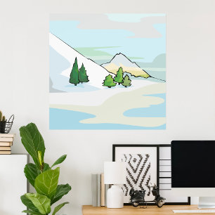 Wintergebirge Snowy Landschaft Poster