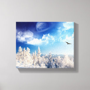Wintergebirge ummantelte Canvas Leinwanddruck