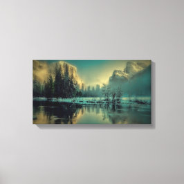 Wintergebirgslandschaft am See Leinwanddruck