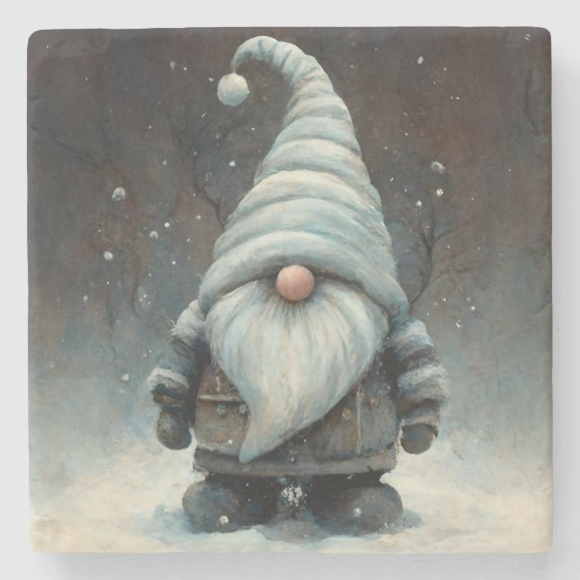 Wintergenom im Schneewald Steinuntersetzer (Vorderseite)