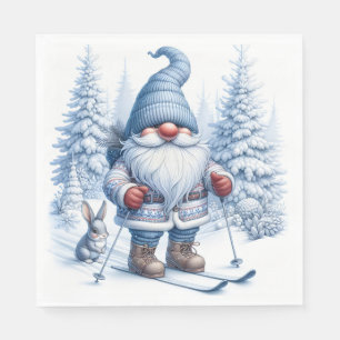 Wintergenuss Skifahren bei Sonnenschein Serviette