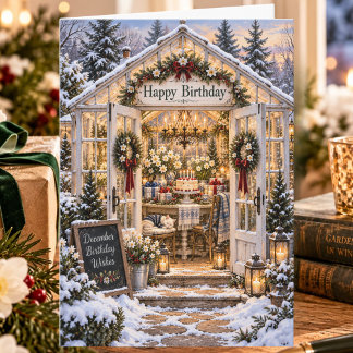 Wintergewächshaus Dezember Alles Gute zum Geburtst Karte