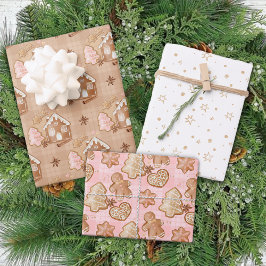 Wintergingerbrot Niedlich Stars Spaß Weihnachten Geschenkpapier Set