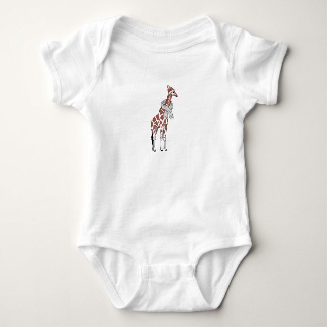 Wintergiraffe Baby Strampler (Vorderseite)