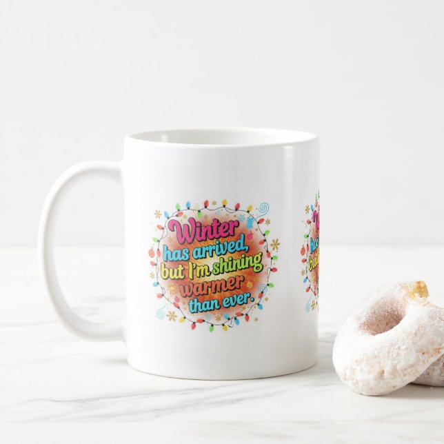 Winterglanz – Warme und strahlende Feiertage Kaffeetasse (Mit Donut)