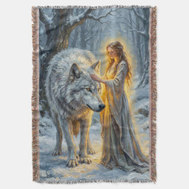 Wintergöttin & Weißer Wolf Decke