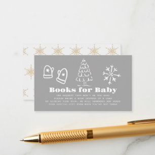 Wintergraue handgezeichnete Babyparty-Buch-Anfrage Begleitkarte