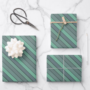 Wintergraue und graue Streifen auf Aquarellpapier Geschenkpapier Set