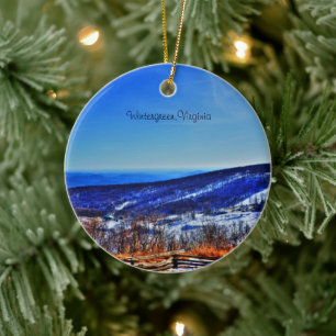 Wintergreen Virginia Mountain Ski Resort im Winter Keramik Ornament