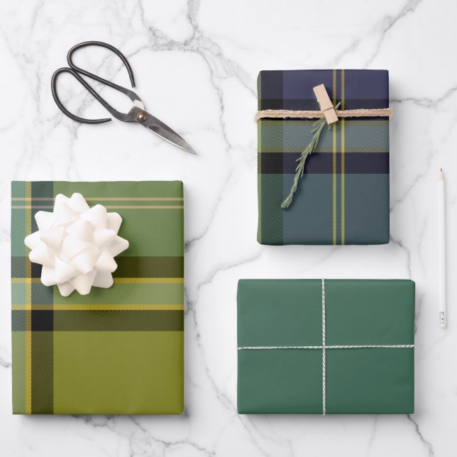 Wintergreen Wrapping Paper Flat Sheet Set of 3 Geschenkpapier Set (Vorderseite)
