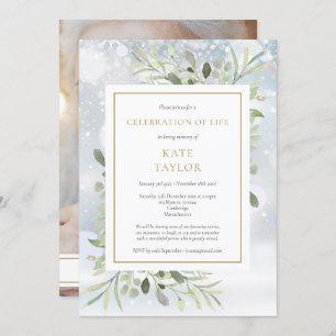 Wintergrün Beerdigung des Fotos des Lebens Einladung