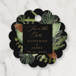 Wintergrün elegant Save the Date Geschenkanhänger