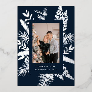 Wintergrün, elegante Foto-Urlaubskarte Folieneinladung