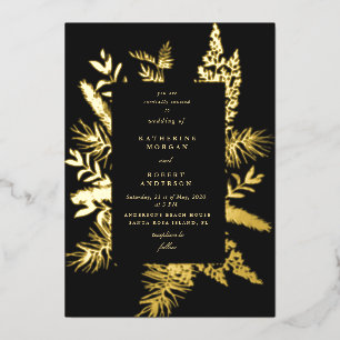 Wintergrün, elegante Hochzeitseinladung Foi Folieneinladung