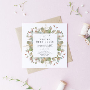 Wintergrün Elegantes Quadrat Open House Einladung