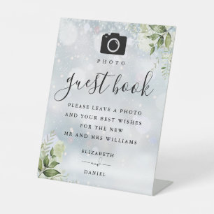 Wintergrün-Foto-Gästebuch-Hochzeit Sockelschild