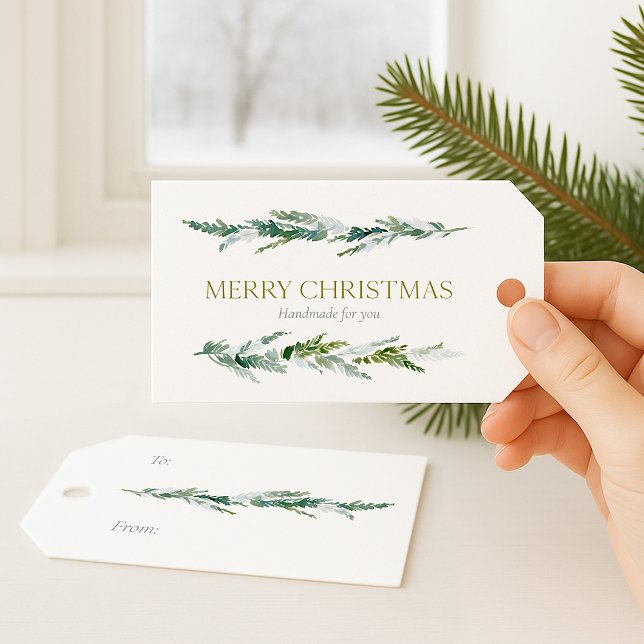 Wintergrün „Frohe Weihnachten“ Geschenkanhänger (Von Creator hochgeladen)