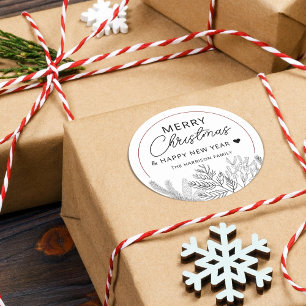 Wintergrün Frohe Weihnachten Personalisiert Runder Aufkleber